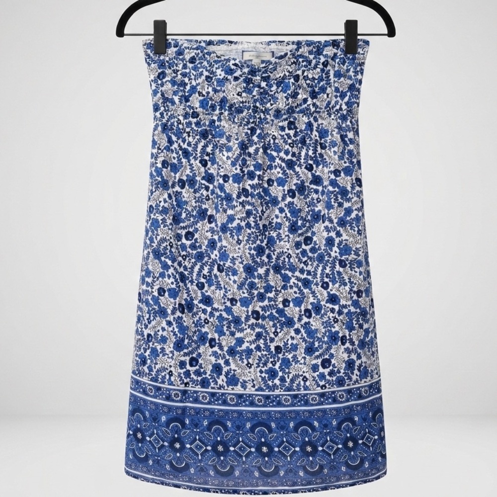 Aerie Blue Floral Strapless Mini Dress